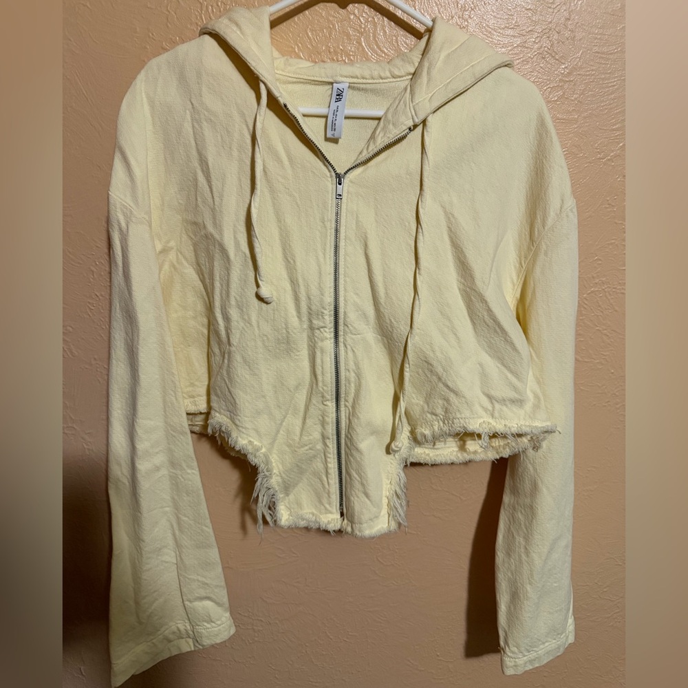 Zara Yellow Cropped Hoodie